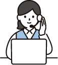 パソコンで電話の受付対応をする女性のイラスト