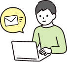 クラウドメールを操作している男性のイラスト